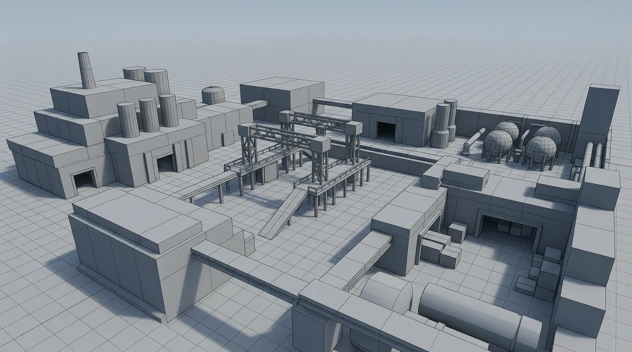 Grey-box blockout of a level