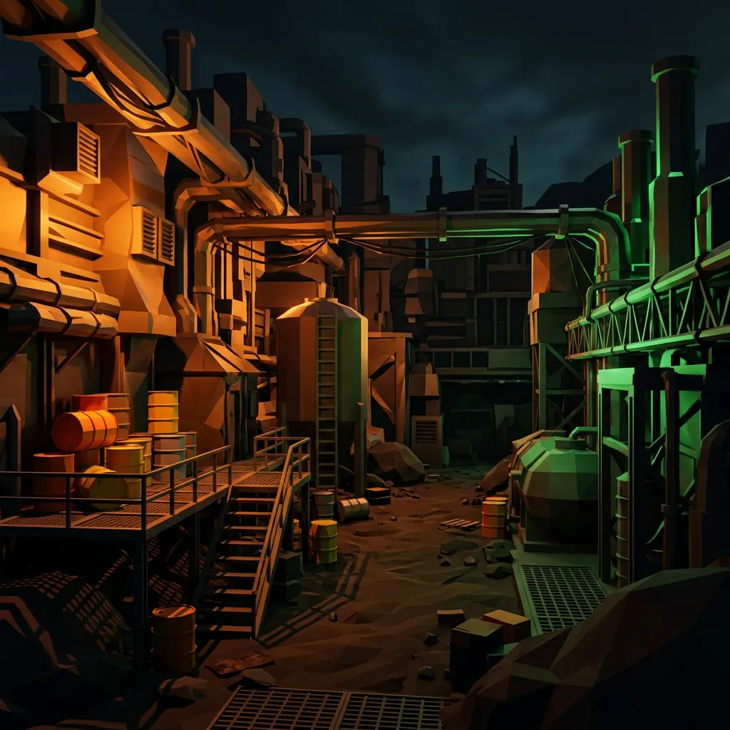 Lighting test — orange key light on a low-poly scene