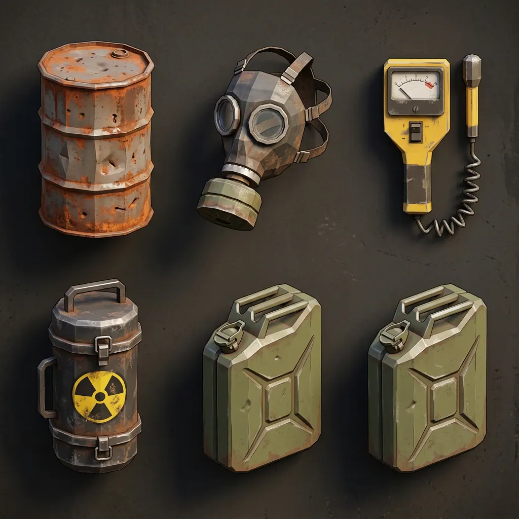 Prop sheet — barrels, signs and hazard equipment